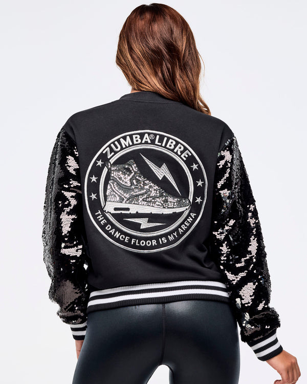 Zumba Libre Bomber Jacket With Sequin Sleeves