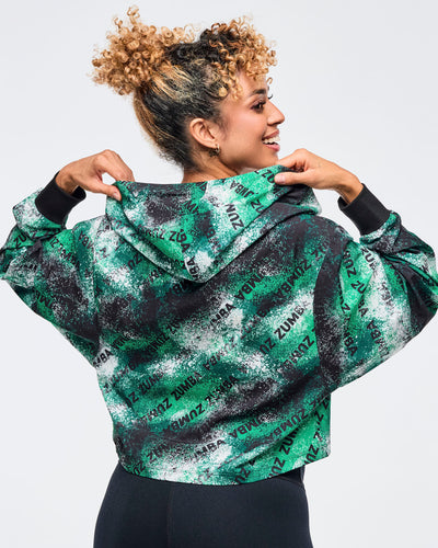 Apres Zumba Crop Woven Zip-Up Hoodie