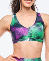 Apres Zumba Racerback Bra With Encased Elastic - Green/Purple