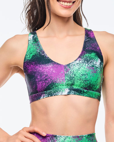 Apres Zumba Racerback Bra With Encased Elastic - Green/Purple