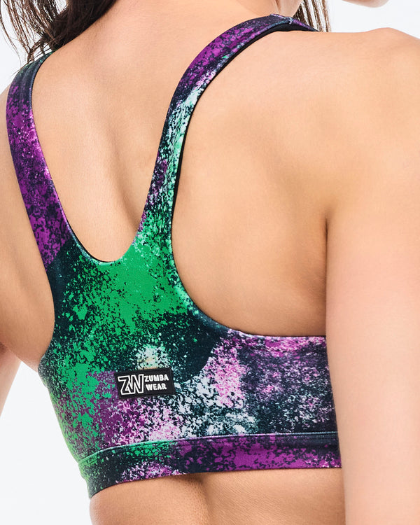 Apres Zumba Racerback Bra With Encased Elastic - Green/Purple