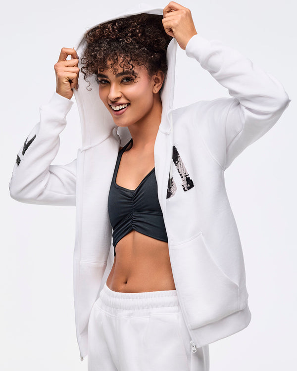 Zumba Sparkle Oversized Zip-Up Hoodie
