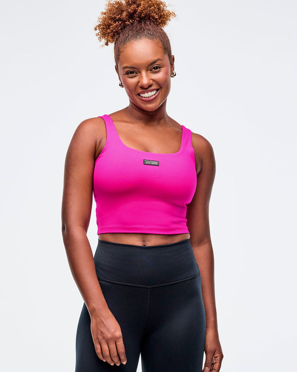 Sizzlin' Square Neck Crop Tank With Shelf Bra