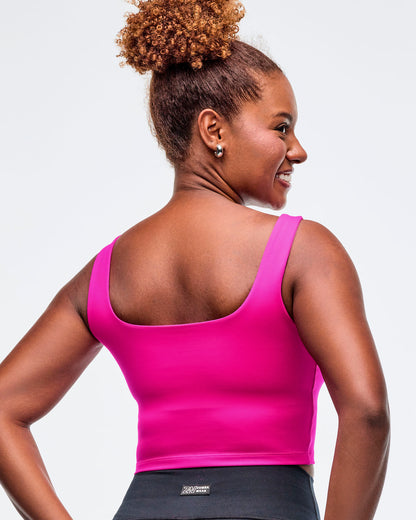 Sizzlin' Square Neck Crop Tank With Shelf Bra