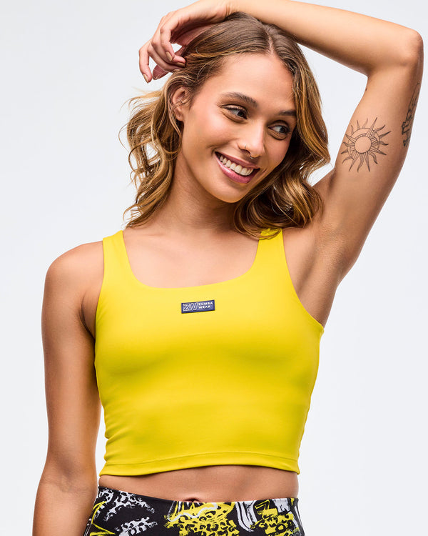 Sizzlin' Square Neck Crop Tank With Shelf Bra