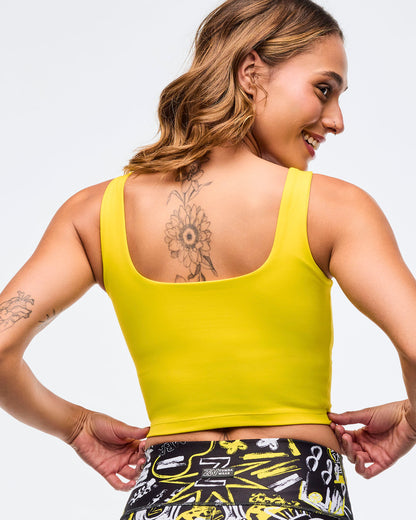 Sizzlin' Square Neck Crop Tank With Shelf Bra