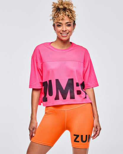 Neon Mesh Boxy Crop Top