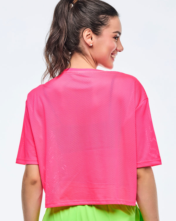 Neon Mesh Boxy Crop Top