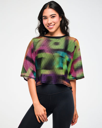 Electric Feel Mesh Dolman Crop Top
