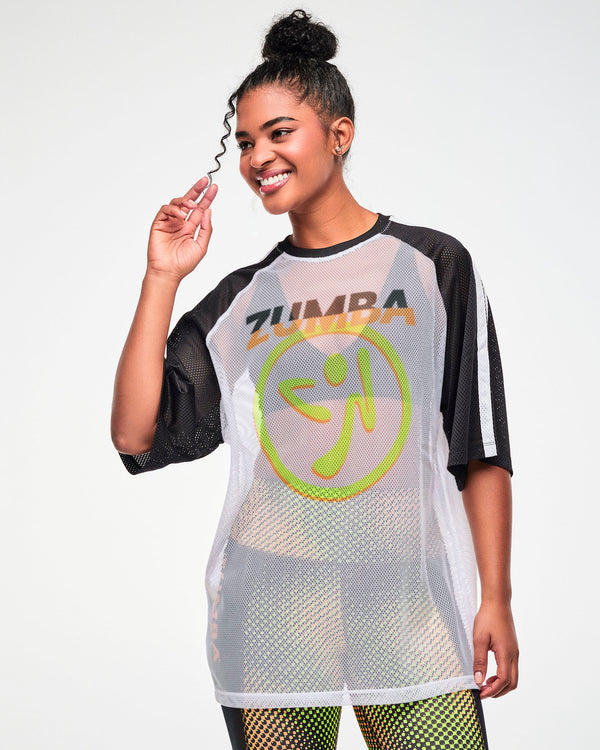 Electric Feel Oversized Mesh Raglan Top