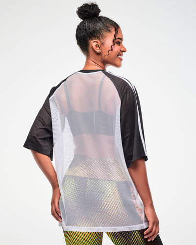 Electric Feel Oversized Mesh Raglan Top