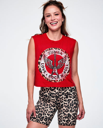 Rock 'n' Roll Crew Neck Muscle Crop Tank