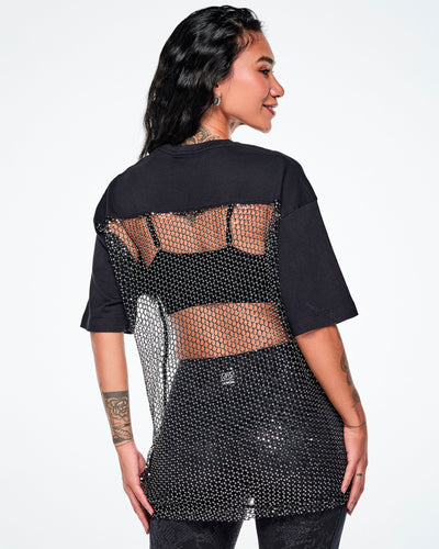 Rock 'n' Roll Oversized Long Mesh Top