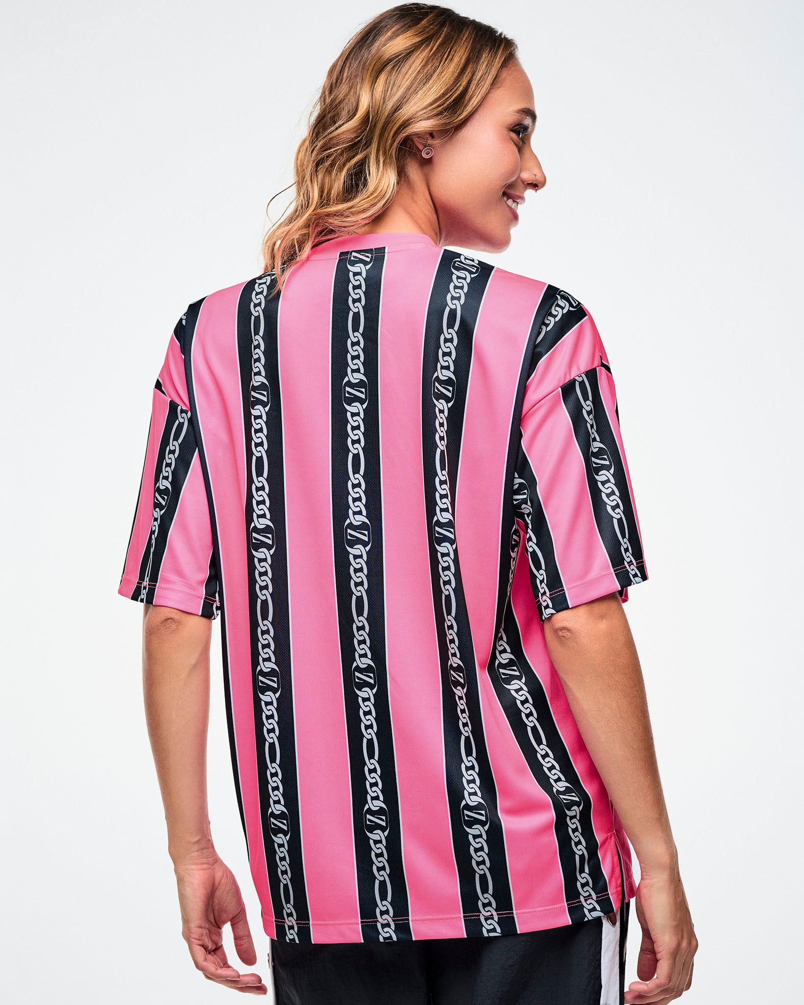Dale-Z Oversized Drop Shoulder Tee - Pink/Black – Zumba Wear