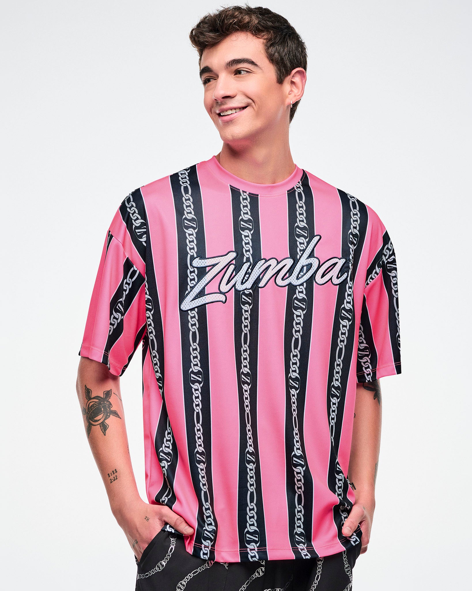 Dale-Z Oversized Drop Shoulder Tee - Pink/Black – Zumba Wear