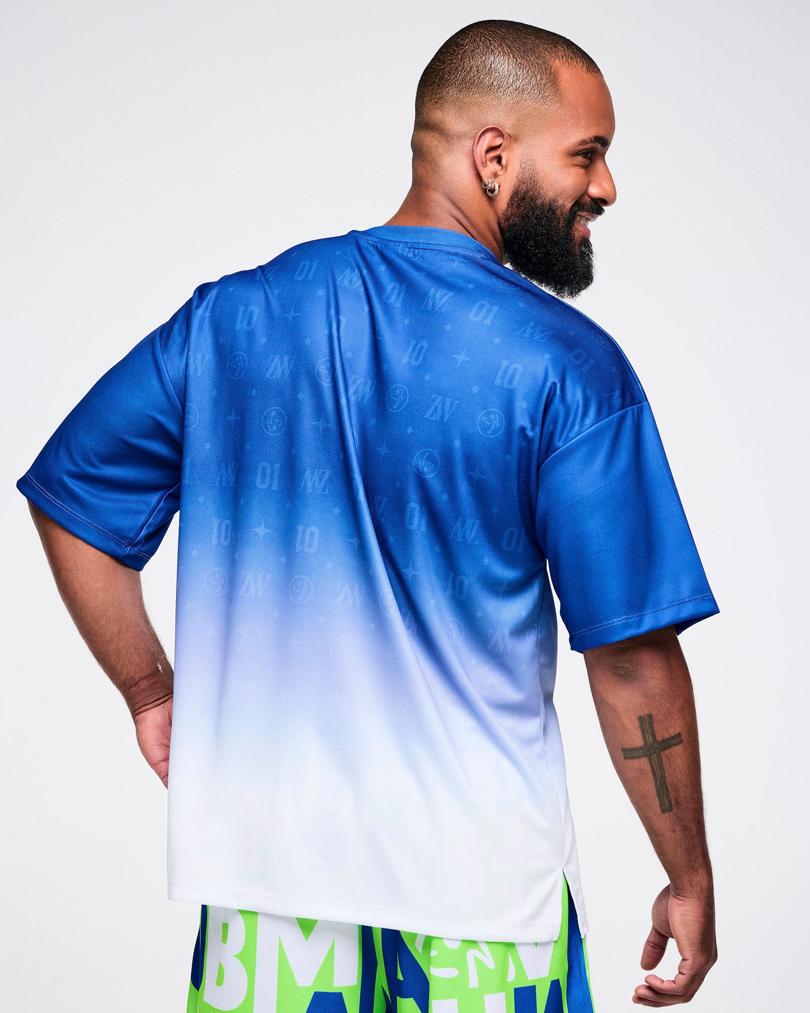 Dale-Z Oversized Drop Shoulder Tee - Blue/White – Zumba Wear