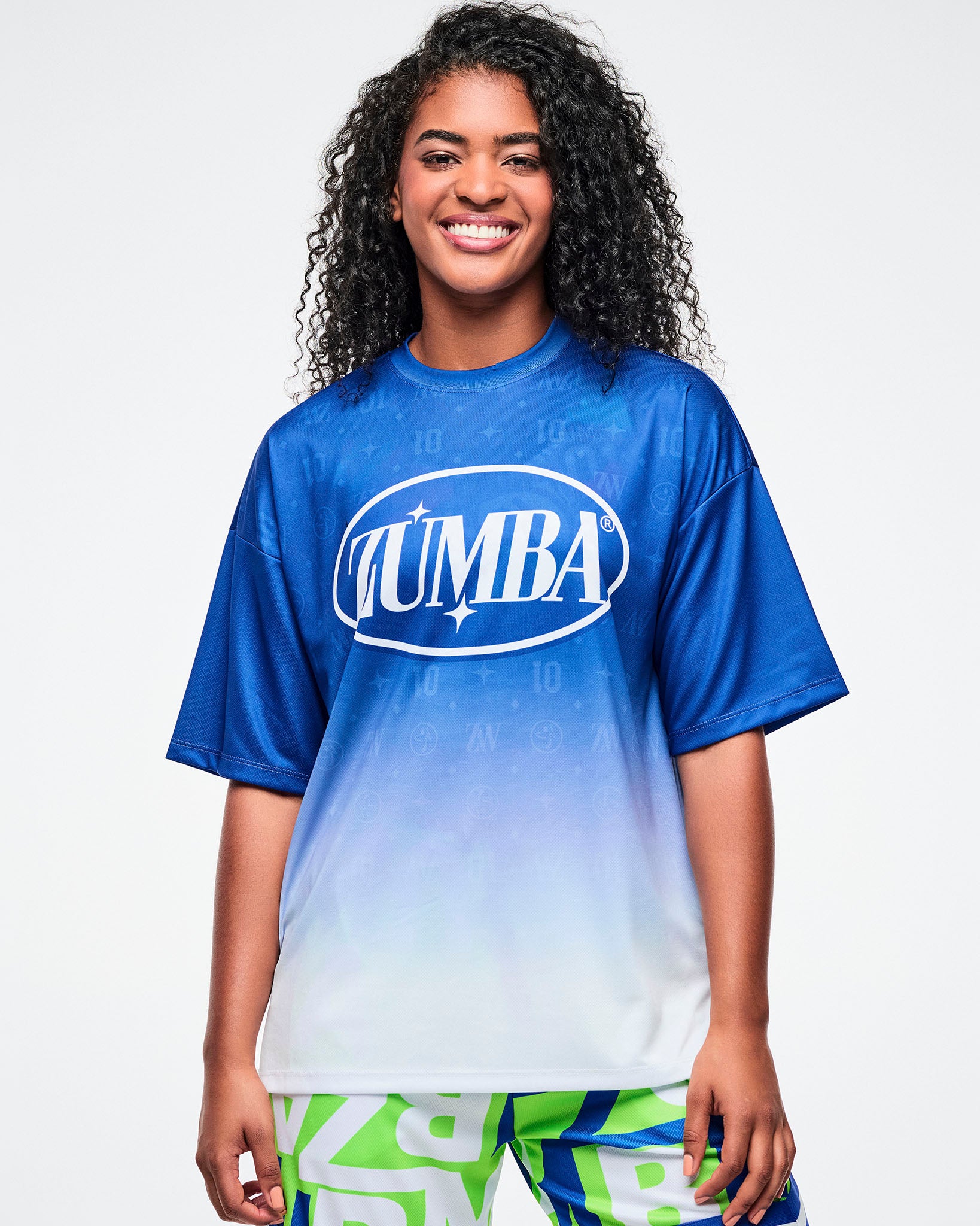 Dale-Z Oversized Drop Shoulder Tee - Blue/White – Zumba Wear