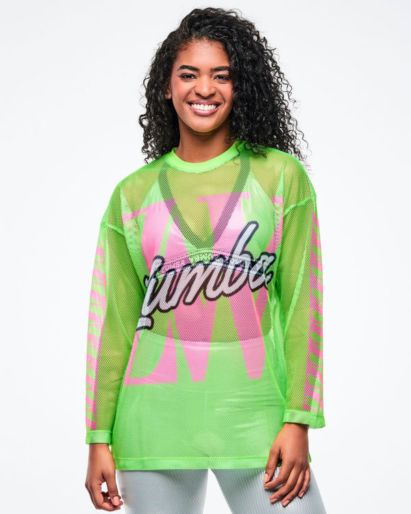 Dale-Z Oversized Mesh Long Sleeve Top
