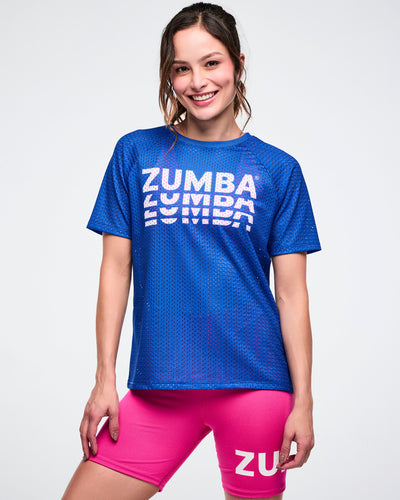 Color Spree Mesh Crew Neck Raglan Sleeve Top