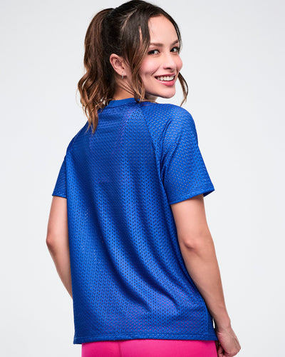 Color Spree Mesh Crew Neck Raglan Sleeve Top