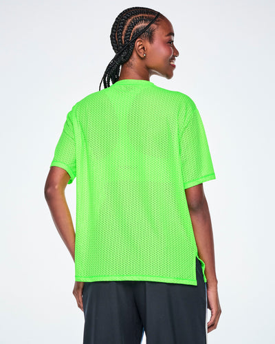 Ultrabright Mesh Boxy Top With Side Slits