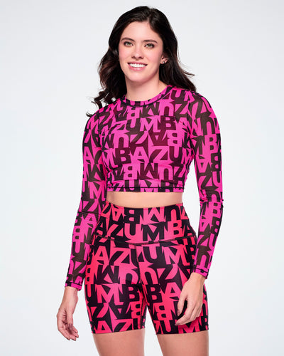 Ultrabright Long Sleeve Mesh Crop Top