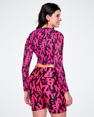 Ultrabright Long Sleeve Mesh Crop Top