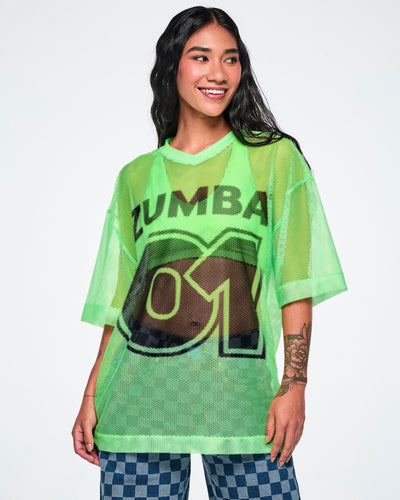 Ultrabright Oversized Mesh V-Neck Top
