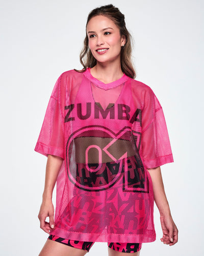 Ultrabright Oversized Mesh V-Neck Top