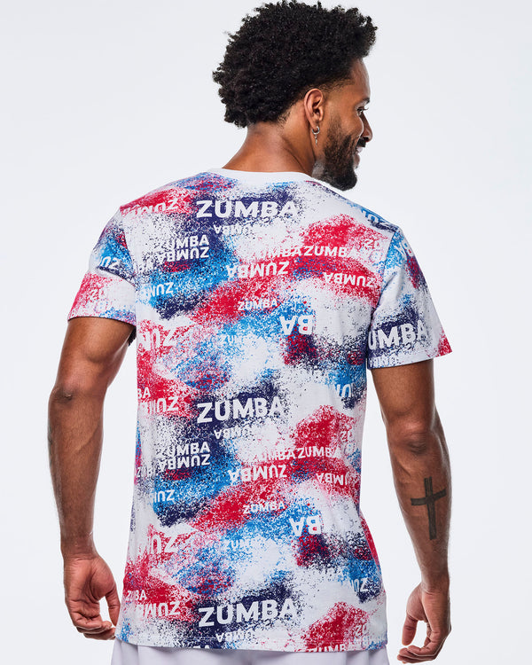 Apres Zumba Unisex Crew Neck Tee - Blue/White