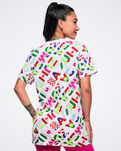 Worldwide Unisex Crew Neck Tee - White/Red