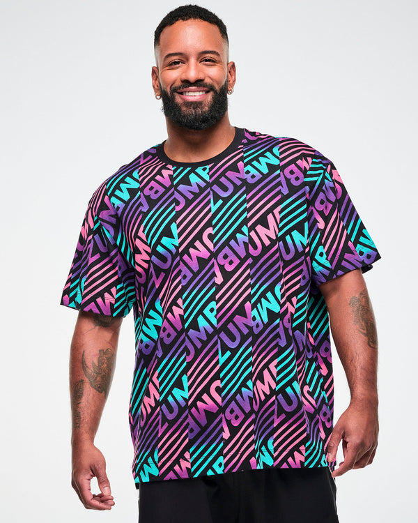 Electric Feel Unisex Oversized Top - Blue/Pink