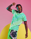 Electric Feel Unisex Crew Neck Tee - Green/Blue