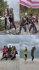 Montage video of various models wearing the Zumba 25 Year collection at the beach.