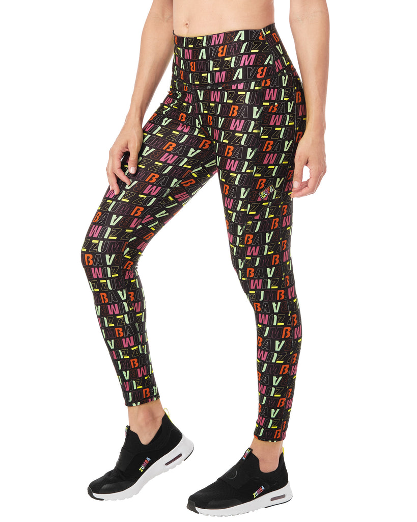 Zumba In Motion High Waisted Ankle Leggings in Multi Color