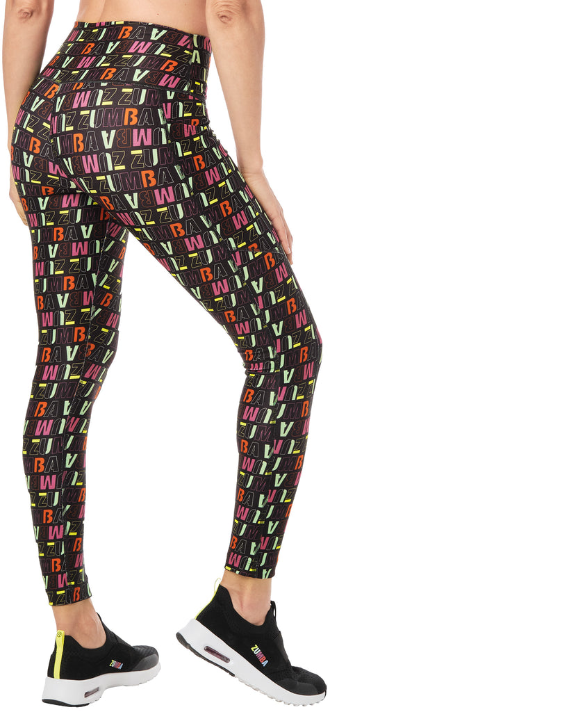 Zumba In Motion High Waisted Ankle Leggings in Multi Color