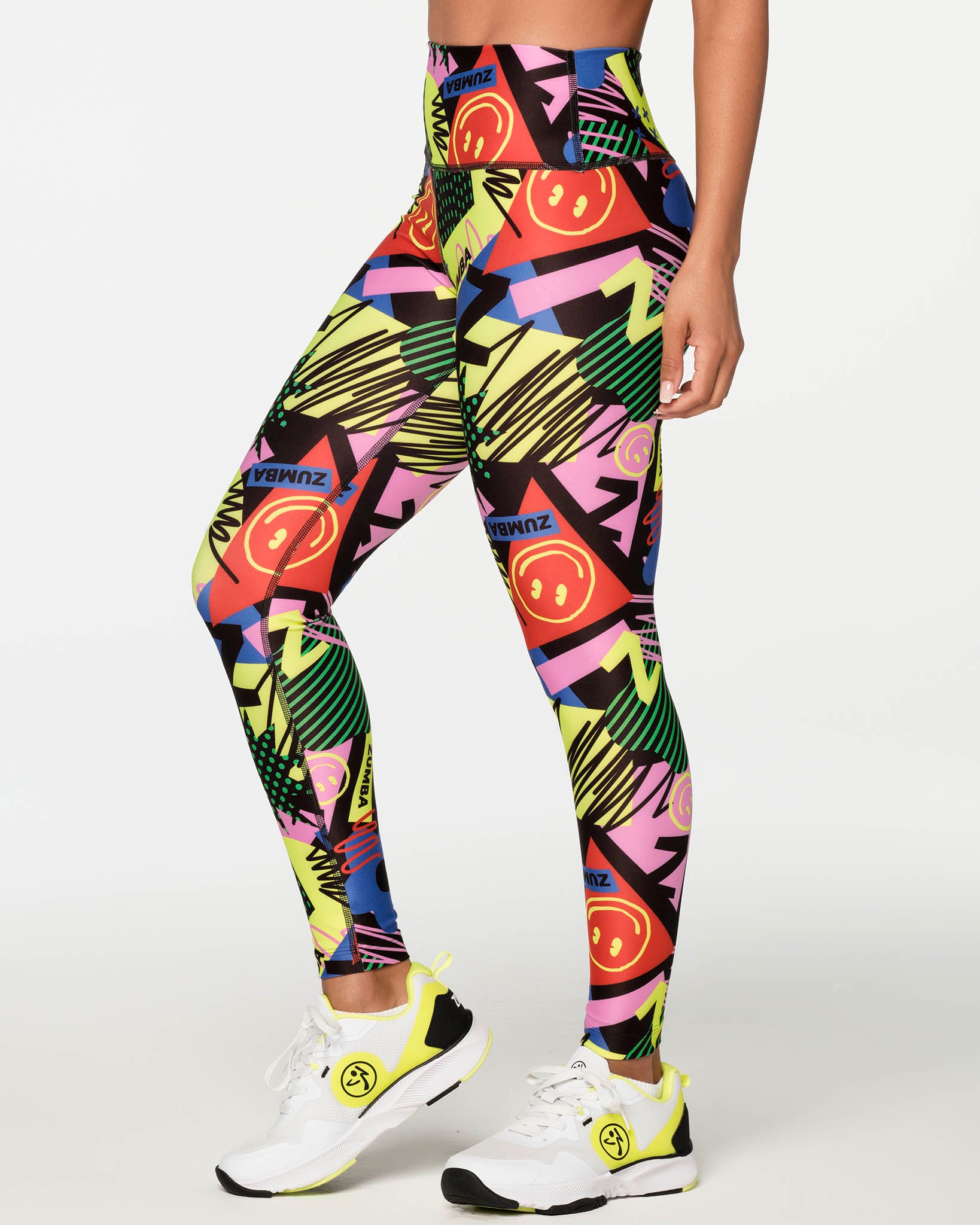 Zumba Happy And Fun High Waisted Ankle Leggings