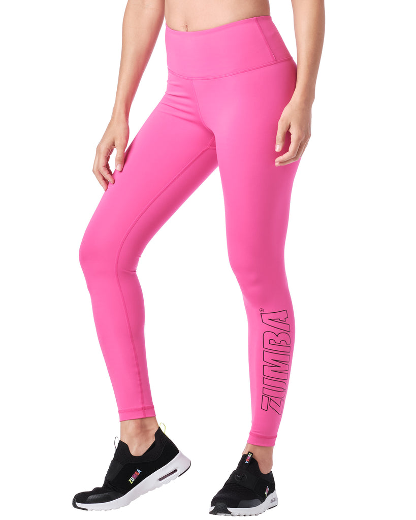 Zumba Essential High Waisted Ankle Leggings in Pin a Rose pink